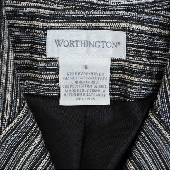 Worthington textured pattern neutral horizontal stripe pearl look buttons 10 - Picture 15 of 16